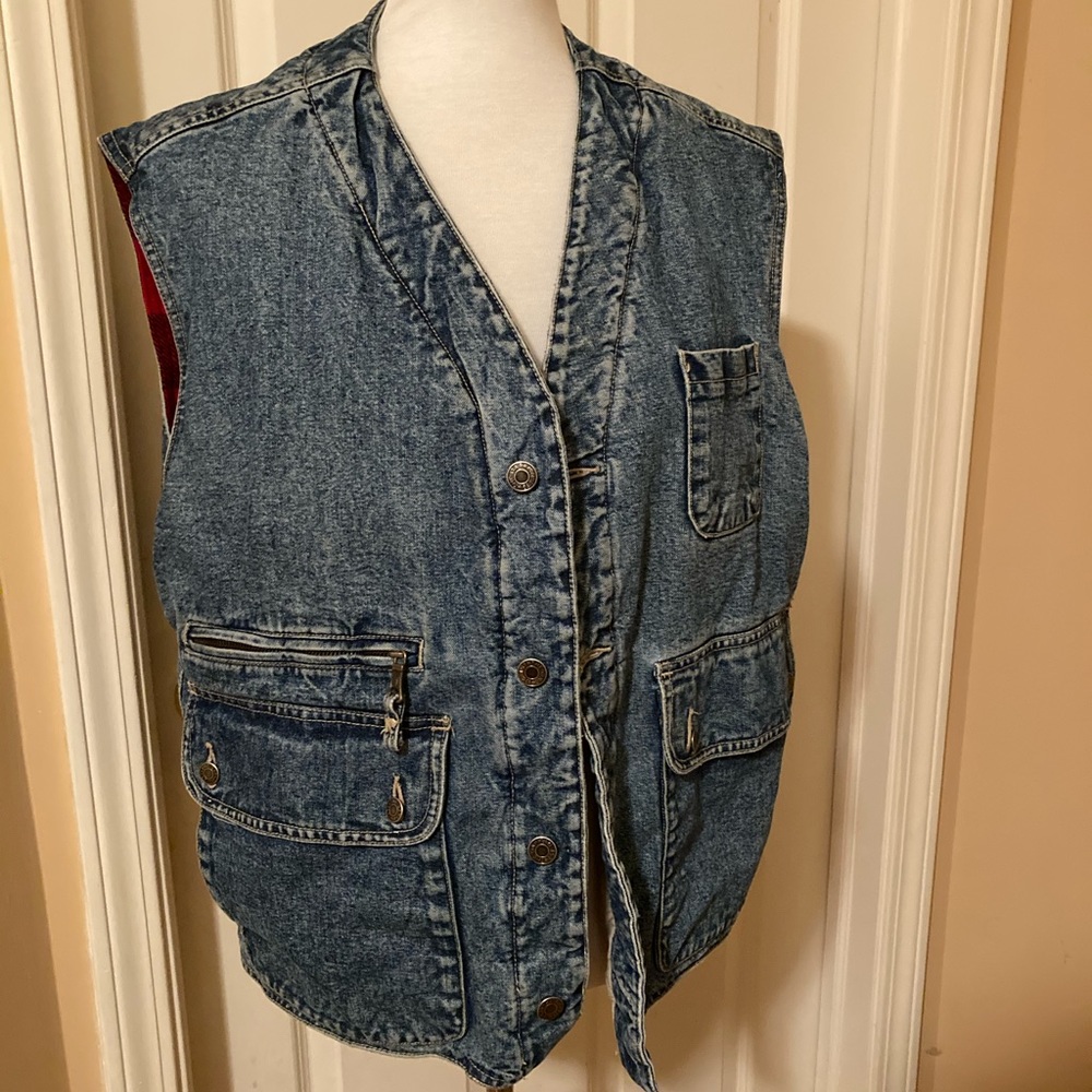 Vintage Gap denim vest wool lined size Medium